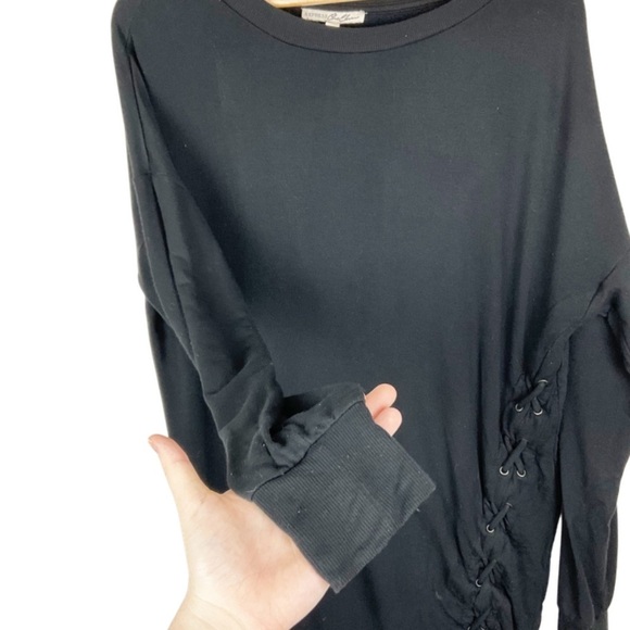 Express Women’s Black Side Lace Up Sweater Knit Tunic Dress - Picture 10 of 16